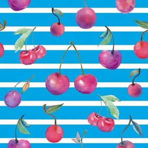 Cherries Sky Stripes