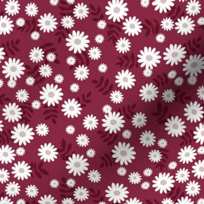 Scandinavian minimal daisy garden blossom boho daisies autumn winter nursery burgundy red