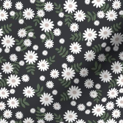 Scandinavian minimal daisy garden blossom boho daisies autumn winter nursery cameo green dark gray