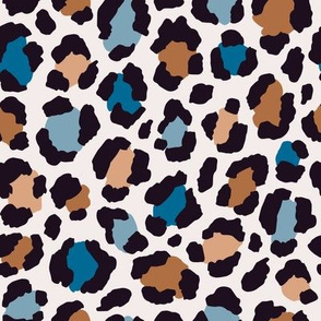 Blue and brown colored leopard print Medium scale