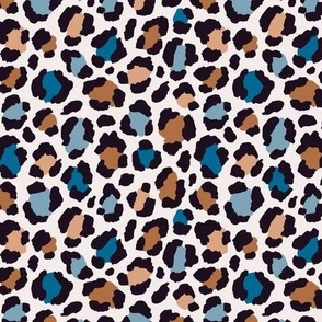 Blue and brown colored leopard print Small scale