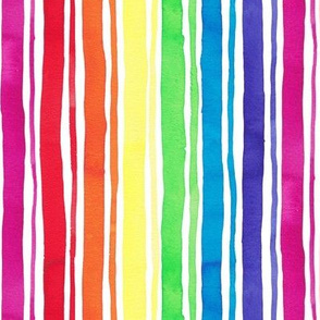 Watercolour Rainbow stripes on white