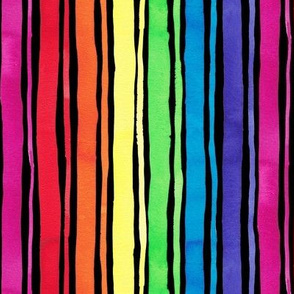 Watercolour Rainbow stripes on black
