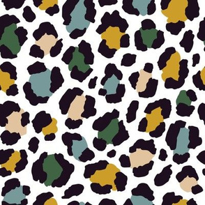 Green and yellow. Colored leopard print Medium scale