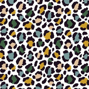 Green and yellow. Colored leopard print. Small scale