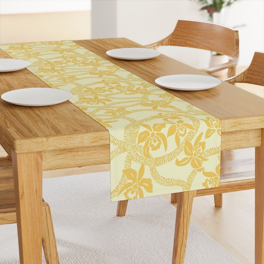 textile-Ilima Lei and Orchid final-golden yellow and beige