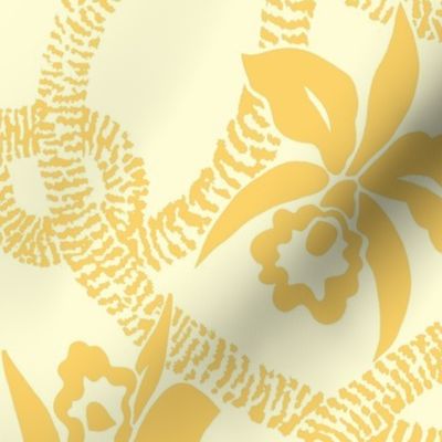 textile-Ilima Lei and Orchid final-golden yellow and beige