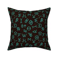 Turquoise Brands on dark leather