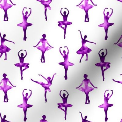 Watercolor Ballerinas One-Way Pattern (Purple) – Medium Scale