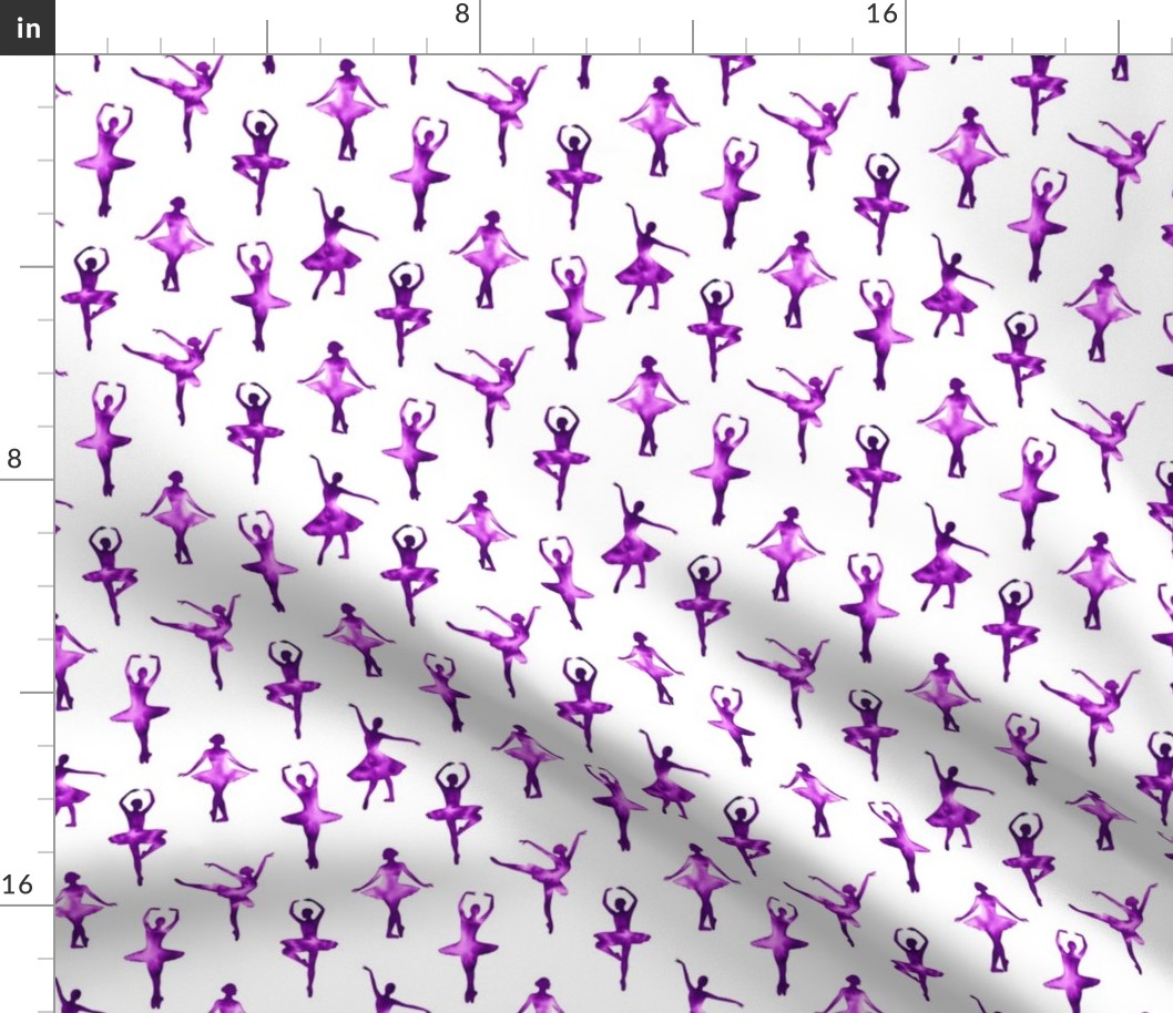 Watercolor Ballerinas One-Way Pattern (Purple) – Medium Scale