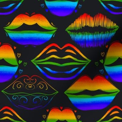 Rainbow LGBT pattern with lips