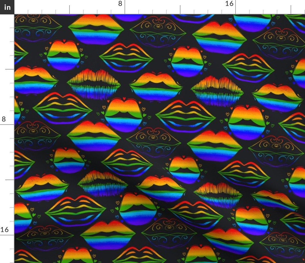 Rainbow LGBT pattern with lips