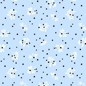  Black and white blueberry dots on blue / Small