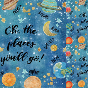 1 blanket + 2 loveys: oh, the places you'll go! // blue