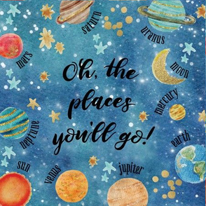 9" square: oh, the places you'll go! // blue