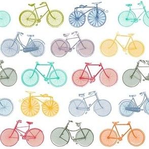 Vintage Bikes Rainbow Colors
