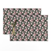 Sweet Pink Roses with Hunter Green Leaves - micro print