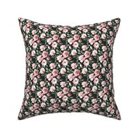 Sweet Pink Roses with Hunter Green Leaves - micro print