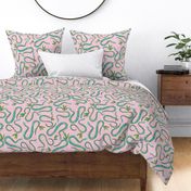 Desert Snakes - Blue on Pink - Large Scale
