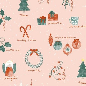 Vintage Christmas in Pink { mid scale }