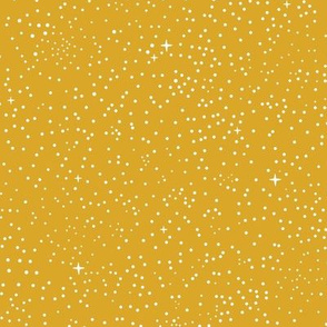 Tiny stars in the space. Yellow background