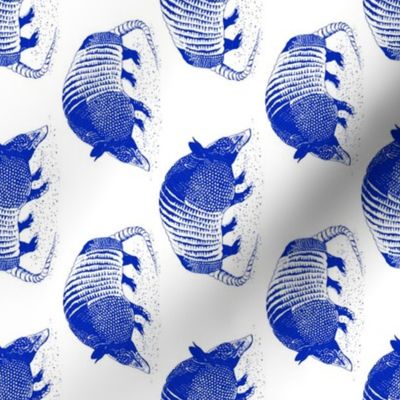 Armadillo Blue on White 4x4 sideways