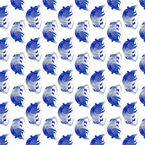 Armadillo Blue on White 4x4 sideways