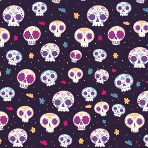 Cute Sugar Skulls in Purple