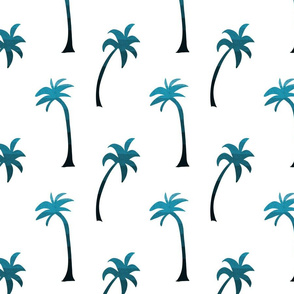 Blue Palm Trees on White