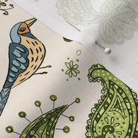 Valerie Hamill paisley folk birds pattern 