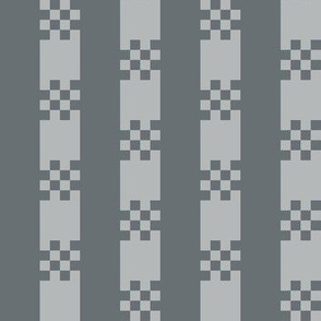 J34 - Medium  - Art Deco Checked Stripes in  Bluish Grey Monochrome