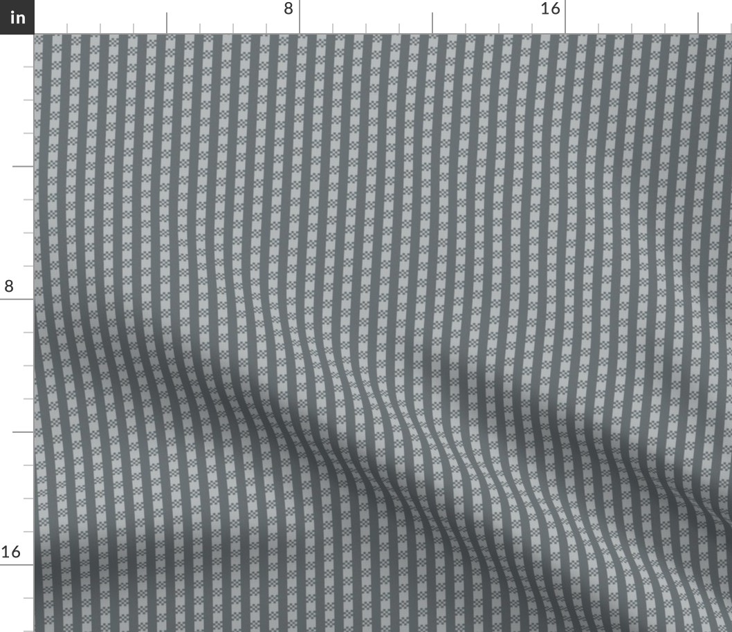 JP34 - Art Deco Checked Stripes in  Bluish Grey Monochrome