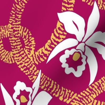 textile-Ilima Lei and Orchid final-rose and gold