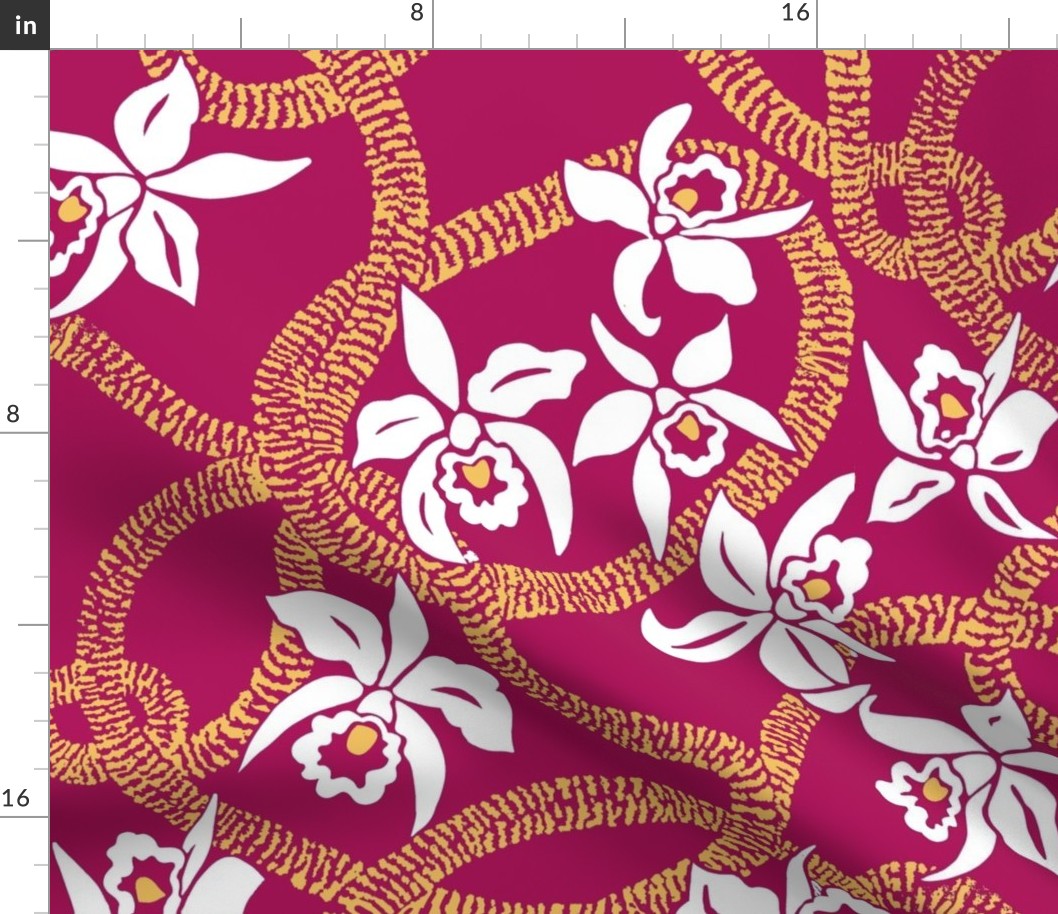 textile-Ilima Lei and Orchid final-rose and gold
