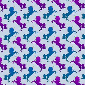 Purple and Blue Unicorn Silhouettes Blue Background, SPSD
