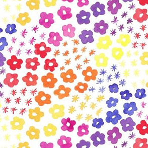 Watercolour flowers and stars