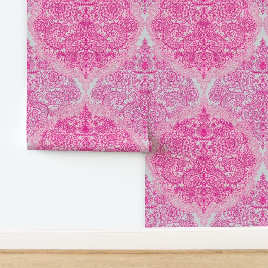 Magenta & Rose Detailed Doodle Pattern