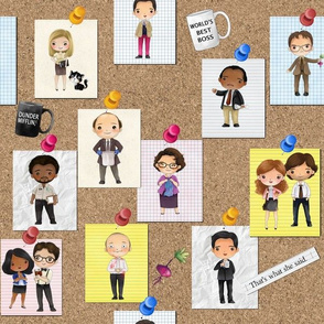 Office Characters Corkboard background