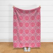 Raspberry Red & Rose Detailed Doodle Pattern - small