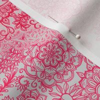 Raspberry Red & Rose Detailed Doodle Pattern - small