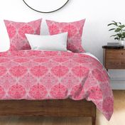 Raspberry Red & Rose Detailed Doodle Pattern - small