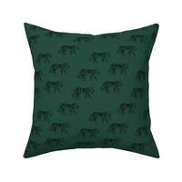 Minimalist tropical tiger jungle animal winter nursery design forest green