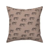 Minimalist tropical tiger jungle animal winter nursery design latte beige sand