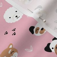 Dog friends and puppy love paws huskey pomeranian shiba inu and poodle design kids pink