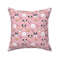 Dog friends and puppy love paws huskey pomeranian shiba inu and poodle design kids pink