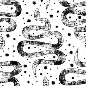 small celestial snakes_white monochrome