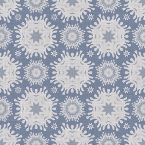 Seamless french farmhouse linen printed winter holiday background. 