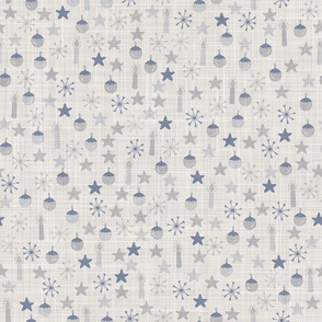 Seamless french farm house linen printed winter holiday background.
