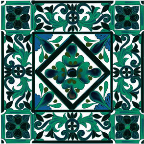 Turquoise ornamental,Sicilian style patt