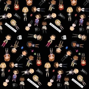Small Office Characters Black Background